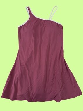 Asymmetrical Spaghetti-Strap Dress in Berry